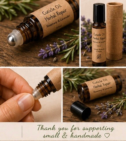 Natural Cuticle Oil | Herbal Repair | Rosemary & Lavender Nail Oil | Vegan Nail Care | Handmade in Wales