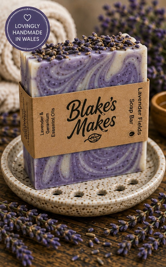 Lavender Fields Handmade Soap | Lavender, Geranium, Neroli & Ylang Ylang Soap | Cold Process Soap | Floral Essential Oil Soap | Handmade in Wales