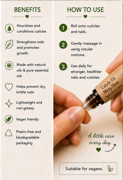 Natural Cuticle Oil | Minty Shine | Peppermint & Lemon Nail Oil | Vegan Nail Care | Handmade in Wales
