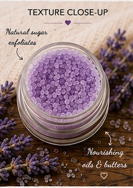 Lavender Sugar Lip Scrub | Vegan Lip Exfoliator | Calming Natural Lip Care | Handmade Skincare | Handmade in Wales