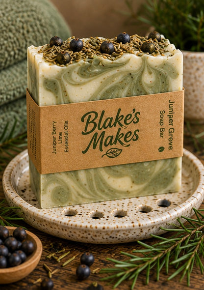 Juniper Grove Natural Soap | Handmade Cold Process Soap | Juniper Berry & Lime Essential Oils | Palm Oil Free Soap | Vegan Friendly Gift