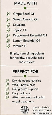 Natural Cuticle Oil | Minty Shine | Peppermint & Lemon Nail Oil | Vegan Nail Care | Handmade in Wales