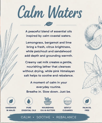 Calm Waters Handmade Soap | Lemongrass, Bergamot & Lime Soap | Cold Process Soap | Handmade in Wales