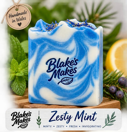 Zesty Mint Handmade Soap | Peppermint, Juniper Berry, Pine, Lemon & Grapefruit Soap | Fresh Cold Process Soap | Handmade in Wales