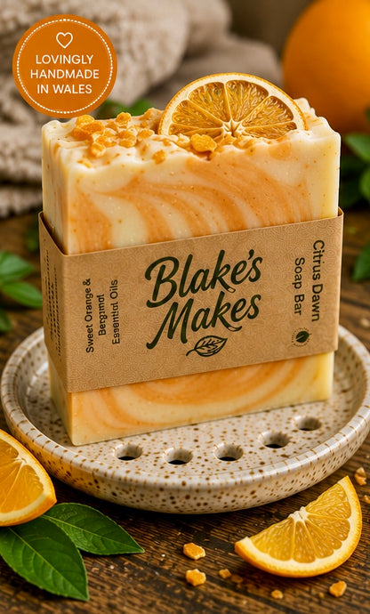 Citrus Dawn Handmade Soap | Sweet Orange & Bergamot Soap | Coconut Milk Cold Process Soap | Citrus Essential Oil Soap | Handmade in Wales