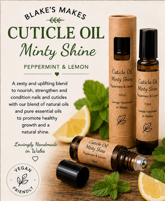 Natural Cuticle Oil | Minty Shine | Peppermint & Lemon Nail Oil | Vegan Nail Care | Handmade in Wales