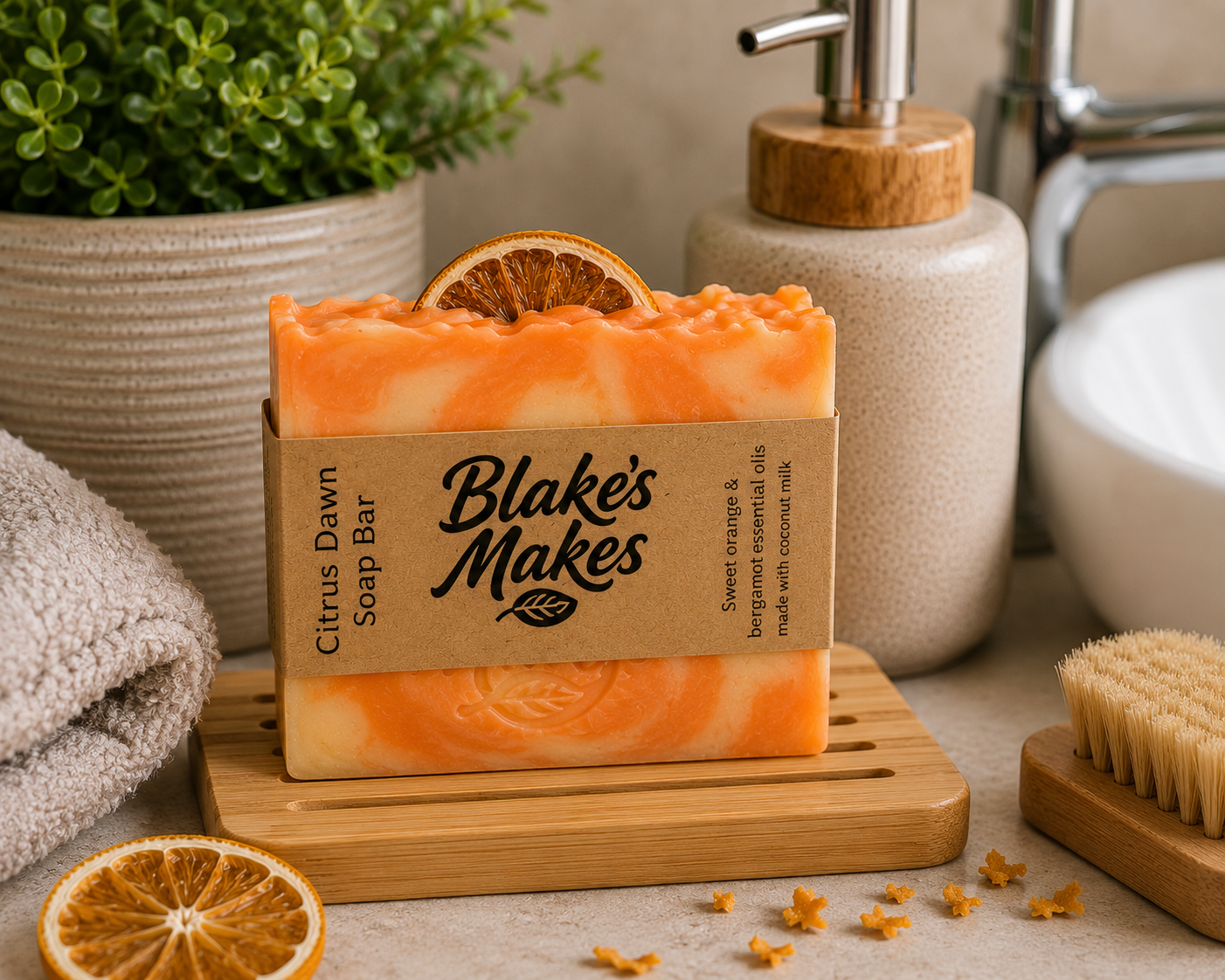 Citrus Dawn Handmade Soap | Sweet Orange & Bergamot Soap | Coconut Milk Cold Process Soap | Citrus Essential Oil Soap | Handmade in Wales