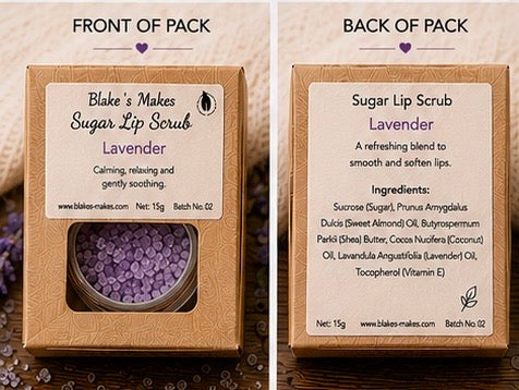 Lavender Sugar Lip Scrub | Vegan Lip Exfoliator | Calming Natural Lip Care | Handmade Skincare | Handmade in Wales
