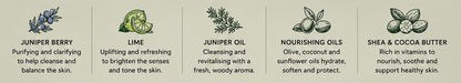 Juniper Grove Natural Soap | Handmade Cold Process Soap | Juniper Berry & Lime Essential Oils | Palm Oil Free Soap | Vegan Friendly Gift