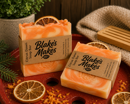 Citrus Dawn Handmade Soap | Sweet Orange & Bergamot Soap | Coconut Milk Cold Process Soap | Citrus Essential Oil Soap | Handmade in Wales
