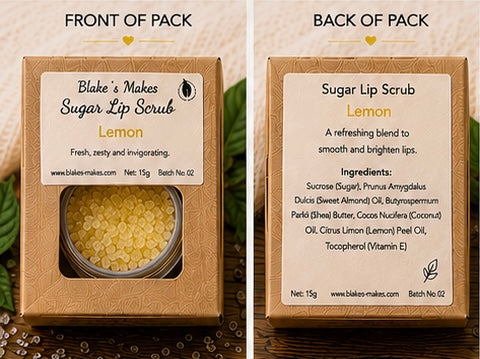 Lemon Sugar Lip Scrub | Vegan Lip Exfoliator | Calming Natural Lip Care | Handmade Skincare | Handmade in Wales (Copy)