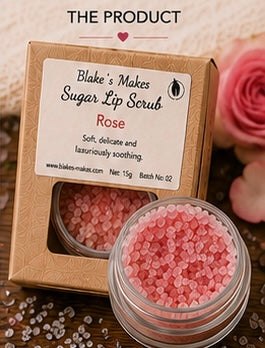 Rose Sugar Lip Scrub | Vegan Lip Exfoliator | Natural Floral Lip Care | Handmade Skincare | Handmade in Wales