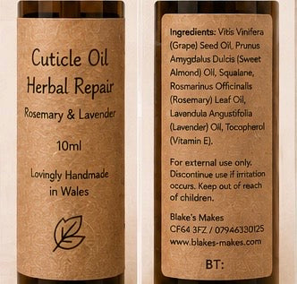 Natural Cuticle Oil | Herbal Repair | Rosemary & Lavender Nail Oil | Vegan Nail Care | Handmade in Wales