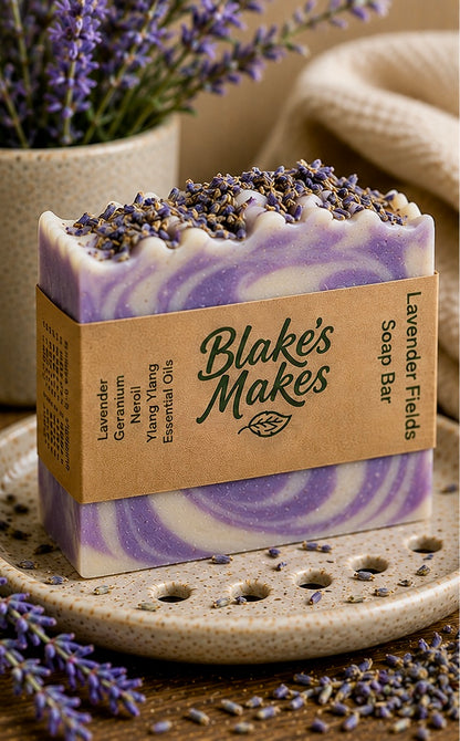 Lavender Fields Handmade Soap | Lavender, Geranium, Neroli & Ylang Ylang Soap | Cold Process Soap | Floral Essential Oil Soap | Handmade in Wales