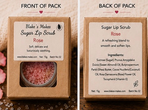 Rose Sugar Lip Scrub | Vegan Lip Exfoliator | Natural Floral Lip Care | Handmade Skincare | Handmade in Wales