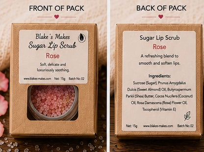 Rose Sugar Lip Scrub | Vegan Lip Exfoliator | Natural Floral Lip Care | Handmade Skincare | Handmade in Wales