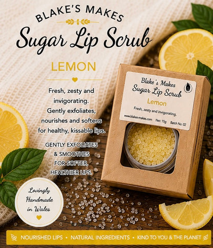 Lemon Sugar Lip Scrub | Vegan Lip Exfoliator | Calming Natural Lip Care | Handmade Skincare | Handmade in Wales (Copy)