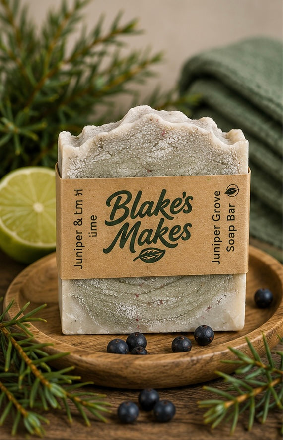 Juniper Grove Natural Soap | Handmade Cold Process Soap | Juniper Berry & Lime Essential Oils | Palm Oil Free Soap | Vegan Friendly Gift