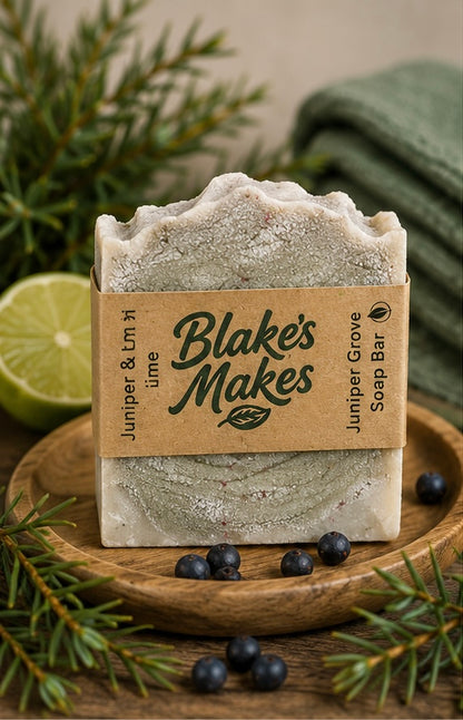 Juniper Grove Natural Soap | Handmade Cold Process Soap | Juniper Berry & Lime Essential Oils | Palm Oil Free Soap | Vegan Friendly Gift