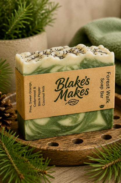 Forest Walk Handmade Soap | Pine, Sweet Orange, Cedarwood & Black Pepper Soap | Coconut Milk Cold Process Soap | Woodland Soap | Handmade in Wales
