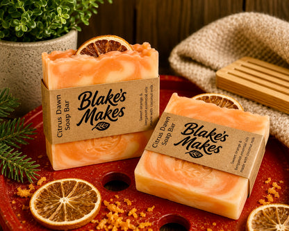 Citrus Dawn Handmade Soap | Sweet Orange & Bergamot Soap | Coconut Milk Cold Process Soap | Citrus Essential Oil Soap | Handmade in Wales