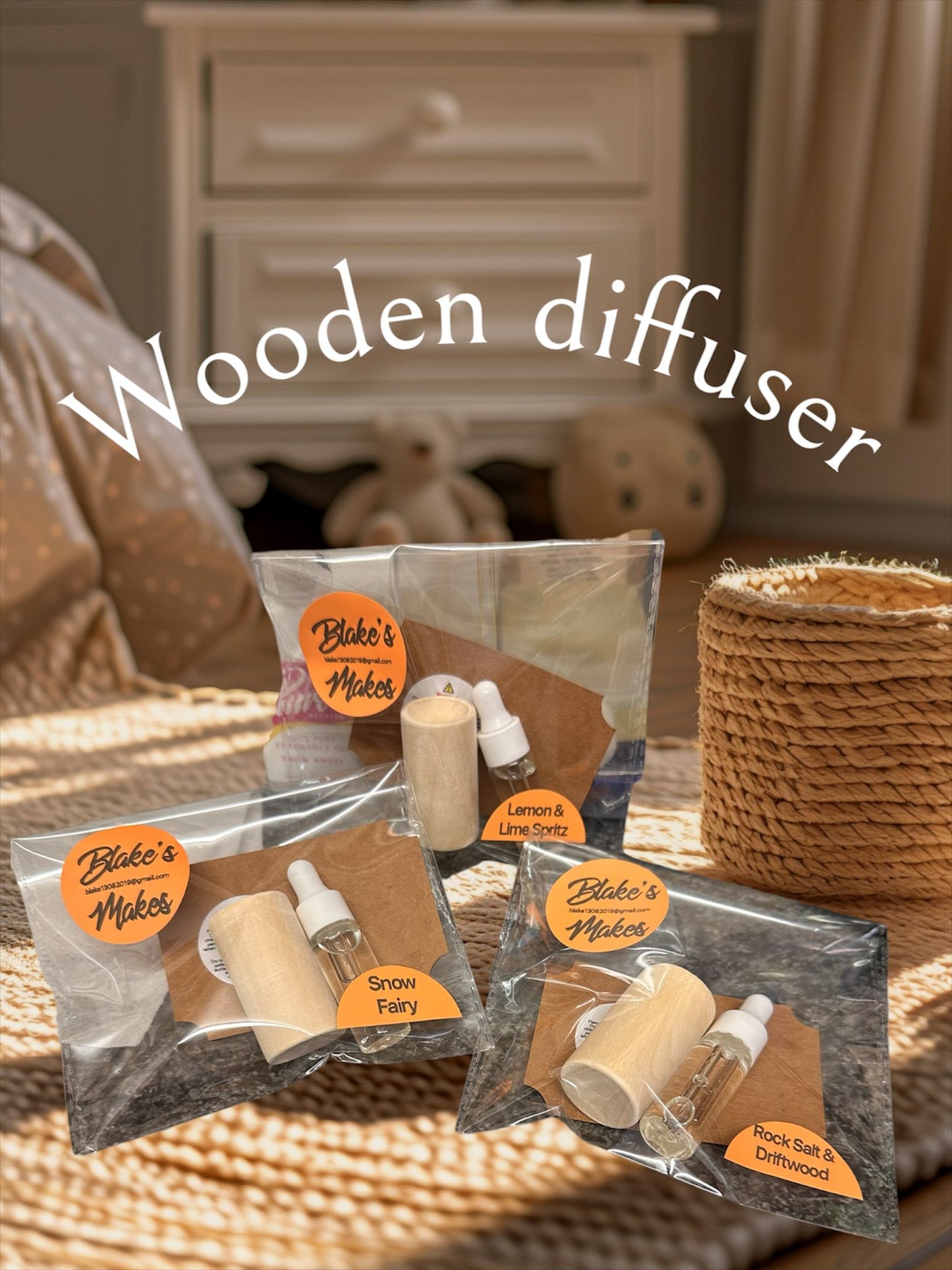 Natural Wooden Diffuser –  Fabric Inspired Fragrances