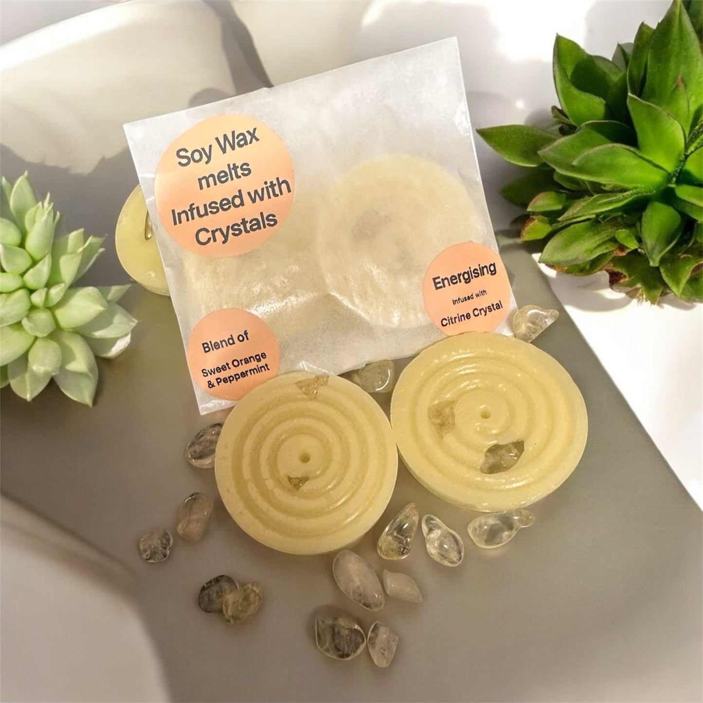 Wax melts with Pure Essentials Oil infused with Crystals