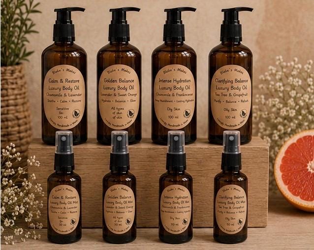 Calm andRestore. Luxury Body Oil | Chamomile & Lavender | Sensitive Skin Moisturiser | Natural Body Oil | Handmade in Wales | Vegan Friendly