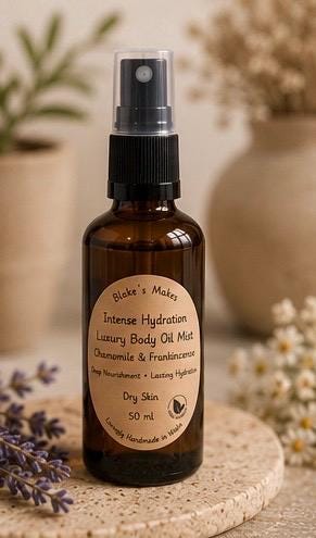 Intense Hydration.Luxury Body Oil | Frankincense & Chamomile | Dry Skin Moisturiser | Deep Hydration | Handmade in Wales
