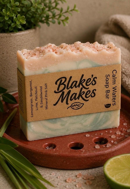 Calm Waters Handmade Soap | Lemongrass, Bergamot & Lime Soap | Cold Process Soap | Handmade in Wales
