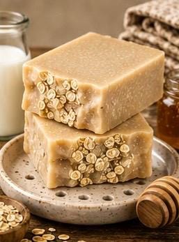 Milk Honey & Oat Soap | Handmade Cold Process Soap | Natural Oatmeal Soap | Gentle Soap | Palm Oil Free | Handmade in Wales