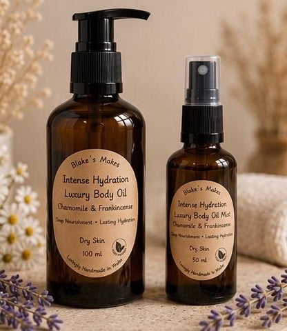 Intense Hydration.Luxury Body Oil | Frankincense & Chamomile | Dry Skin Moisturiser | Deep Hydration | Handmade in Wales