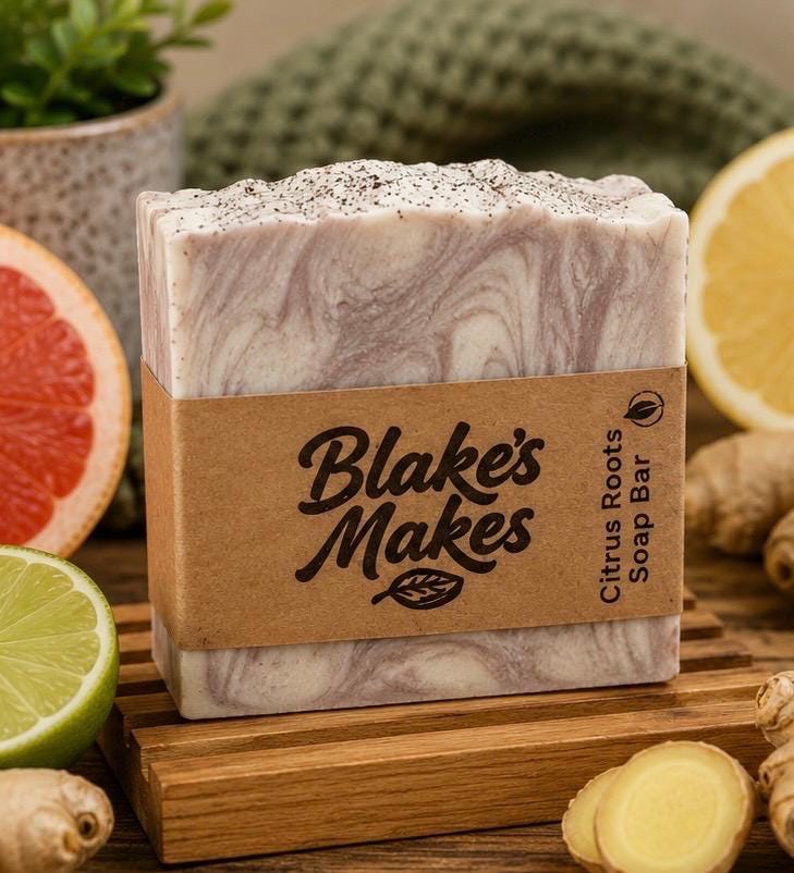 Citrus Root Handmade Soap | Cold Process Soap with Grapefruit, Bergamot & Ginger | Palm Oil Free Natural Soap | Handmade in Wales