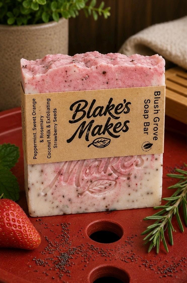 Blush Grove Handmade Soap | Peppermint, Sweet Orange & Rosemary Soap | Cold Process Soap | Natural Vegan Soap | Palm Oil Free |