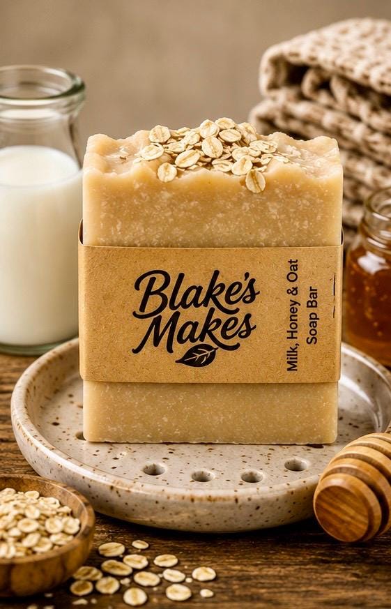 Milk Honey & Oat Soap | Handmade Cold Process Soap | Natural Oatmeal Soap | Gentle Soap | Palm Oil Free | Handmade in Wales