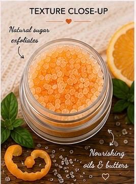 Sweet Orange Sugar Lip Scrub | Vegan Lip Exfoliator | Natural Citrus Lip Care | Handmade Skincare |