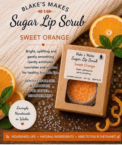 Sweet Orange Sugar Lip Scrub | Vegan Lip Exfoliator | Natural Citrus Lip Care | Handmade Skincare |