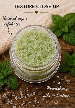 Peppermint Sugar Lip Scrub | Vegan Lip Exfoliator | Natural Citrus Lip Care | Handmade Skincare |