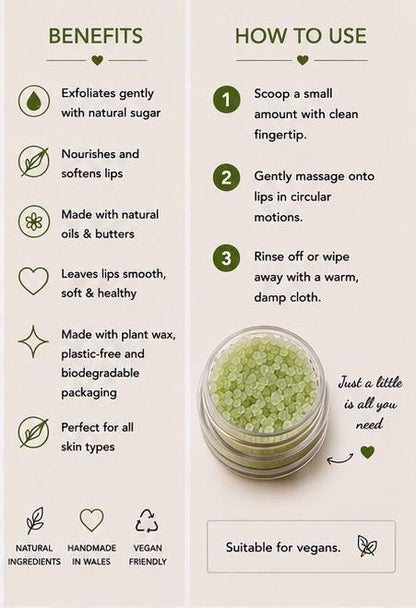 Peppermint Sugar Lip Scrub | Vegan Lip Exfoliator | Natural Citrus Lip Care | Handmade Skincare |
