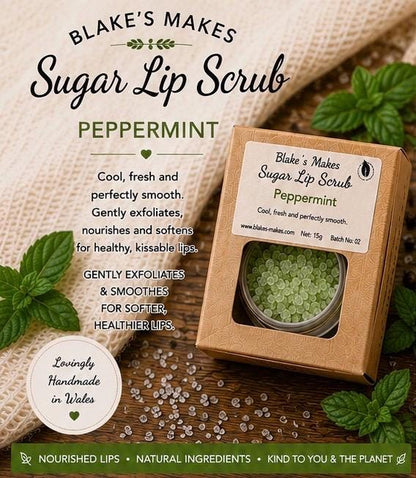 Peppermint Sugar Lip Scrub | Vegan Lip Exfoliator | Natural Citrus Lip Care | Handmade Skincare |