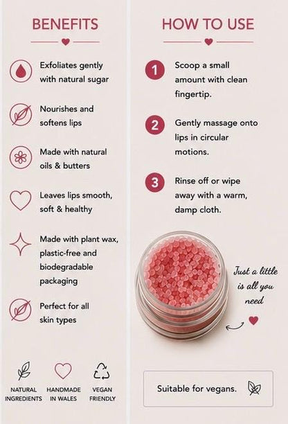 Rose Sugar Lip Scrub | Vegan Lip Exfoliator | Natural Citrus Lip Care | Handmade Skincare |