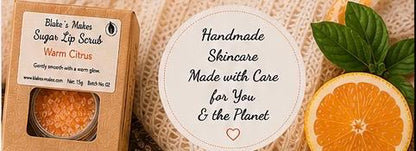 Warm Citrus Sugar Lip Scrub | Vegan Lip Exfoliator | Natural Citrus Lip Care | Handmade Skincare |