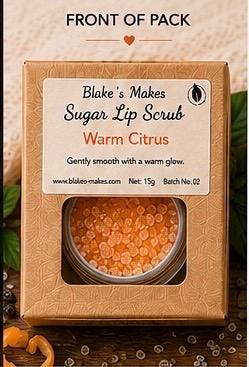 Warm Citrus Sugar Lip Scrub | Vegan Lip Exfoliator | Natural Citrus Lip Care | Handmade Skincare |