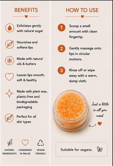 Warm Citrus Sugar Lip Scrub | Vegan Lip Exfoliator | Natural Citrus Lip Care | Handmade Skincare |
