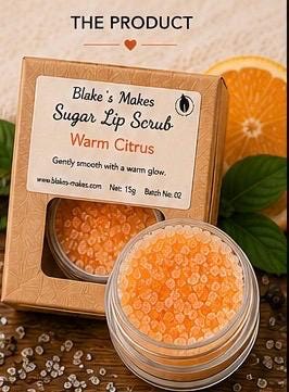 Warm Citrus Sugar Lip Scrub | Vegan Lip Exfoliator | Natural Citrus Lip Care | Handmade Skincare |