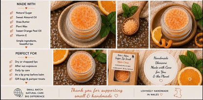 Warm Citrus Sugar Lip Scrub | Vegan Lip Exfoliator | Natural Citrus Lip Care | Handmade Skincare |