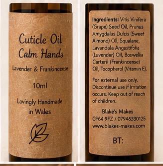 Natural Cuticle Oil | Calm Hands | Lavender & Frankincense Nail Oil | Vegan Cuticle Treatment | Handmade in Wales