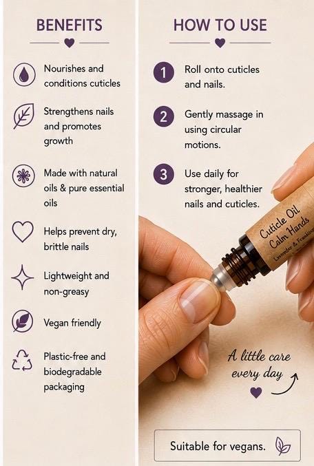 Natural Cuticle Oil | Calm Hands | Lavender & Frankincense Nail Oil | Vegan Cuticle Treatment | Handmade in Wales