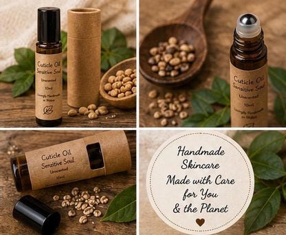 Natural Cuticle Oil | Sensitive Soul | Unscented Nail & Cuticle Oil | Vegan Nail Care | Roller Bottle | Handmade in Wales