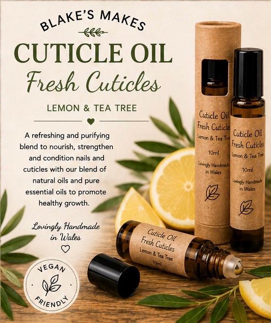 Natural Cuticle Oil | Fresh Cuticles | Lemon & Tea Tree Nail Oil | Vegan Nail Care | Handmade in Wales